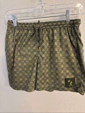 Baseballism Patterned Drawstring Shorts